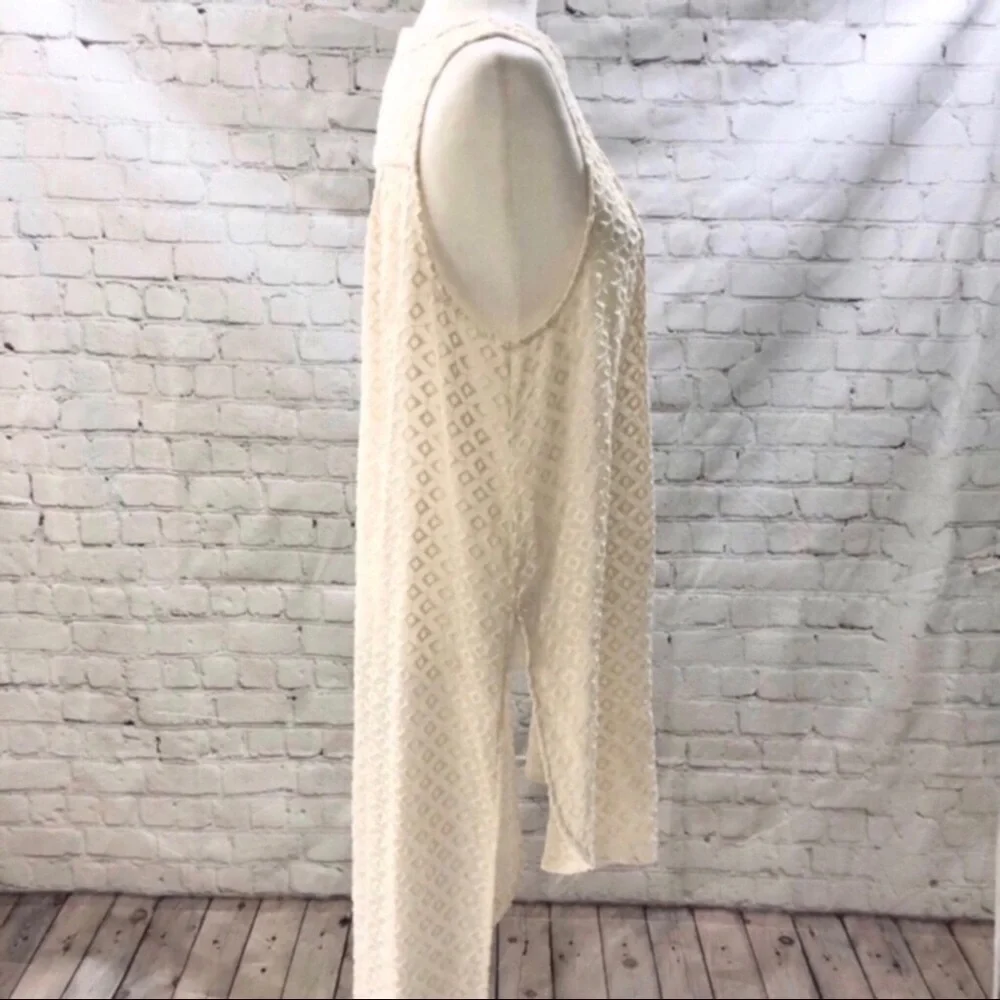 HD in Paris Anthropologie High Low Tunic Top Cream Size Large Diamond Print